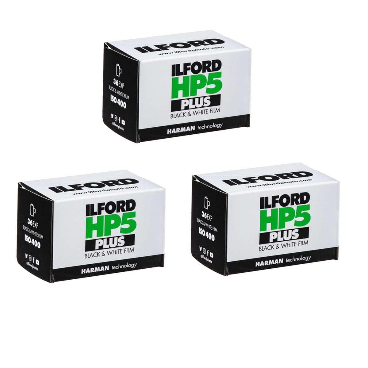 Ilford 1574577 Hp5 Plus, Black And White Print Film, 35 Mm, Iso 400, 36 Exposures (Pack Of 3)